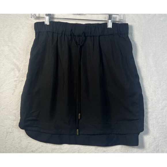 Banana Republic Mini Skirt Womens S Black Short Pull On Sporty Tie Waist Pockets - Picture 1 of 8